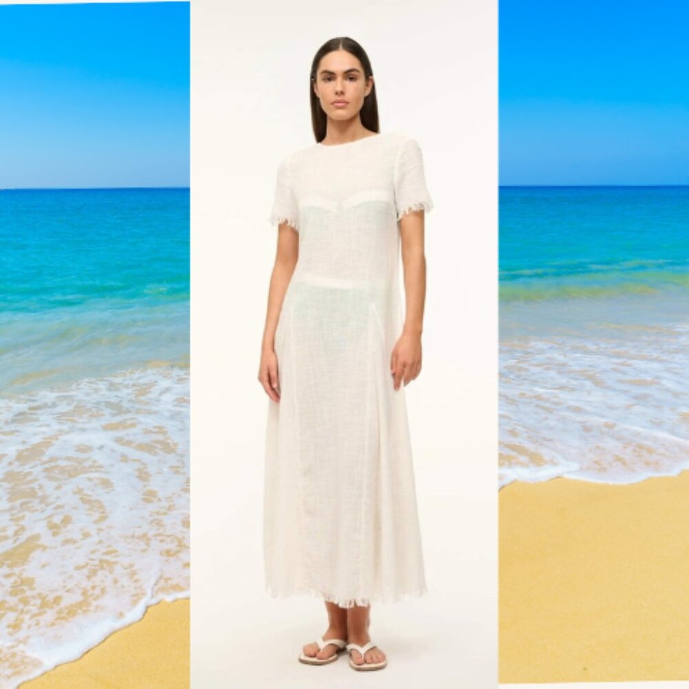 NWT Staud LeHavre Cotton Gauze Swim Coverup White Size XS/S